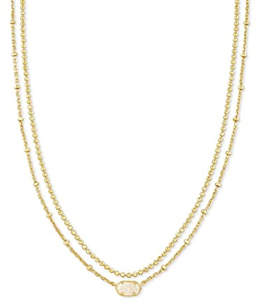 Kendra Scott Emilie Multi-Strand Necklace for Women, Fashion Jewelry, 14k Gold-Plated, Iridescent Drusy