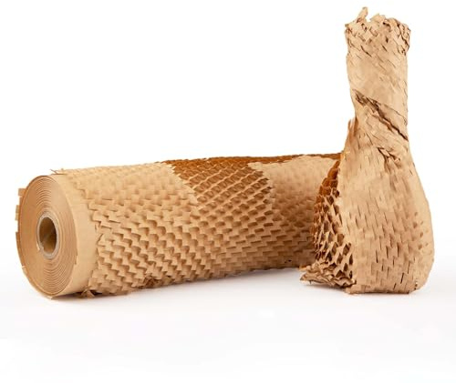 Wabenpapier, Verpackung Papier - Verpackungsmaterial für empfindliche Gegenstände - Puffermaterial für den Versand - Kraftpapierrolle 30CM x 40M natürliches Recyclingpapier 80 g/m²