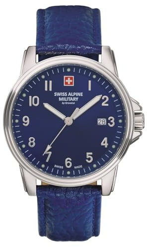 Swiss Alpine Military Herren Uhr Analog Quarz 7011.1 Leder