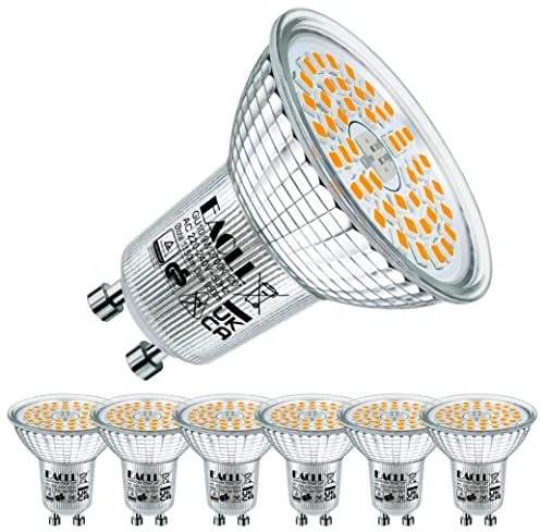 EACLL GU10 LED Warmweiss 9W Ersetzt 125W Halogen Leuchtmittel, 6er-Pack. 1150 Lumen 2700K Birnen, AC 230V Flimmerfrei Strahler, Abstrahlwinkel 120° Spot, Nicht Dimmbar Ø50xH53mm Reflektorlampen