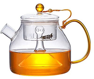BAIYA Teiera in Vetro,Teiera con Filtro Infusore,Bicchiere Alto in Vetro Borosilicato Bollitore da tè (Teiera fumante)