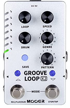 MOOER Groove Looper Pedal Drum Machine Stereo Gitarre Loop Recorder Pedale mit 140 Minuten Loops 121 Drum Grooves Editor Software (X2)