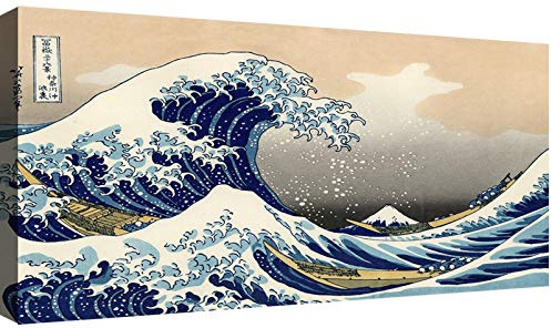 canvashop Quadro Moderno 60x30 cm Hokusai La Grande Onda Di Kanagawa | Quadro Su Tela Canvas, Stampe Da Parete, Arredo Casa Soggiorno Camera Da Letto, Arte Giapponese