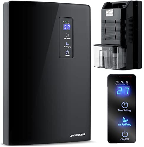 Berdsen, Deumidificatore BR-20B con display nero, per ambienti fino a 30 m2, deumidificatore, purificatore d'aria, asciugatrice, elettrico