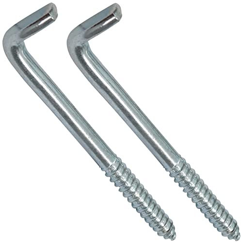AERZETIX - C44751 - Juego de 2 - Tornillo roscado para madera - gancho en forma de L - escarpia para atornillar - Ø8x100mm - acero galvanizado - metal - bricolaje - renovación