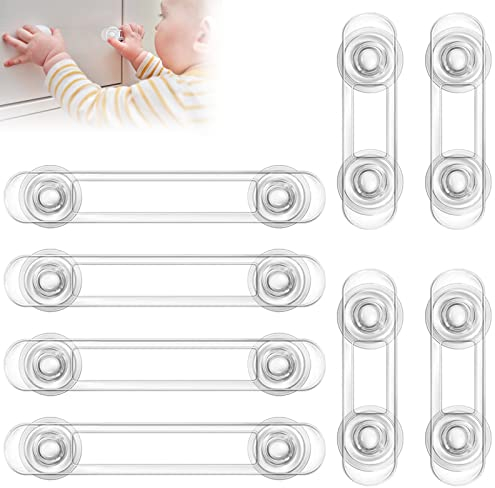 Redamancy 8pcs Child Safety Locks, Child Locks for Cabinets, Transparent Child Safety Cupboard Door Lock, for Fridge, Cabinets, Drawers, Toilet Easy Install, No Tools Needed
