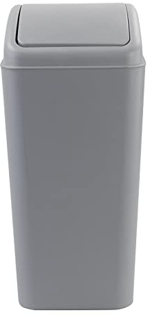 Qskely 4.5 Gallon Plastic Swing-Top Trash Can, Garbage Can with Swing Lid, Gray