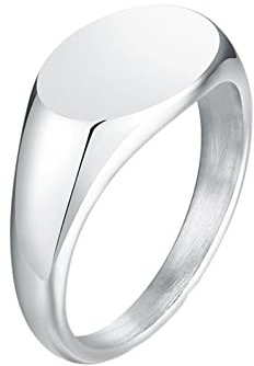 Daesar Edelstahl Ring Damen mit Gravur, Frauen Ringe Personalisiert Siegelring Oval 9MM Poliert Partnerringe Freundschaftsringe Große 57 (18.1)