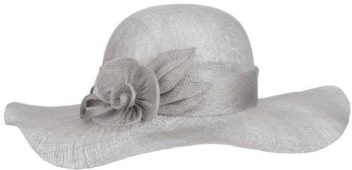 Seeberger Jella Flower Sinamay Strohhut Damenhut Anlasshut Sinamayhut Damen - Frühling-Sommer Sommer - One Size grau
