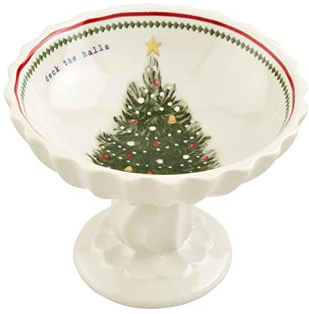 Mud Pie Vintage Christmas Candy Dish, 4 1/2 x 5 1/2 dia, Tree