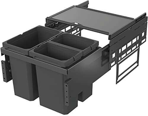VAUTH-SAGEL Collecteur de déchets Envi Space S - 500 mm - En plastique - 2 compartiments - Système de tri des déchets - Avec connexion avant dans l'évier - 1 x 12 l et 2 x 15,5 l - En plastique - Gris