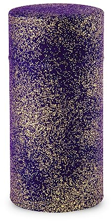 NOREN Boîte à thé japonaise (papier Yuzen Washi – Doré et violet), fabriquée au Japon avec couvercle intérieur hermétique et étanche à l'humidité