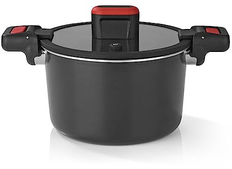 GOURMETmaxx Pentola per risparmio energetico in alluminio pressofuso, 5,8 l, rivestimento antiaderente, preparazione rapida, semplice, a basso contenuto di grassi e vitamine