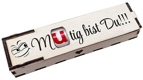 Duplo Geschenkbox mit Gravur inkl. Schokoriegel Holzbox mit Spruch Geschenkidee Schokolade Mitbringsel - Mutig bist Du