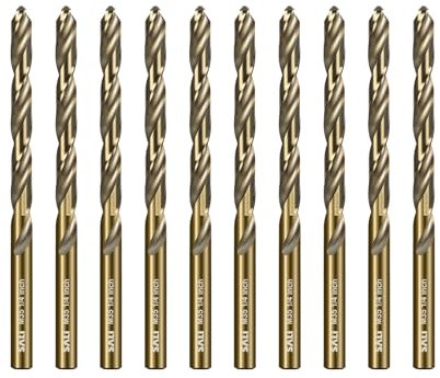 SALI Cobalt Drill Bit Set 10Pcs 6.5mm M35 High Speed Steel Jobber Drill Bit Kit (HSS) Twist Drill Bits for Hardened Metal, Stainless Steel, Cast Iron, Wood and Plastic, with Index Storage Case
