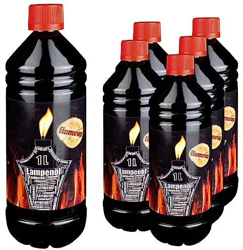 Lampenoel 1-48 Liter Lampenöl Oel Garten Fackeln Laterne Fackel Öl Innen Camping Flasche Oil Outdoor Öllampe Petroleum Lampe flüssig Gartenfackeln Flameup, Anzahl:6 L