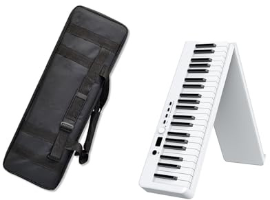 Fällbart pianoklaviatur, halvviktat digitalpiano med 88 tangenter, elektriskt Bluetooth-piano med Sustain-pedal och bärväska, perfekt for vuxna, barn (Color : White)