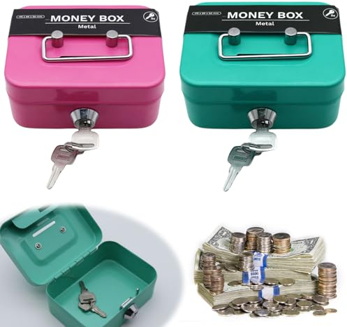 Nizirioo - Caja de caudales (2 unidades, cierre con ranura, caja de seguridad, con llave)