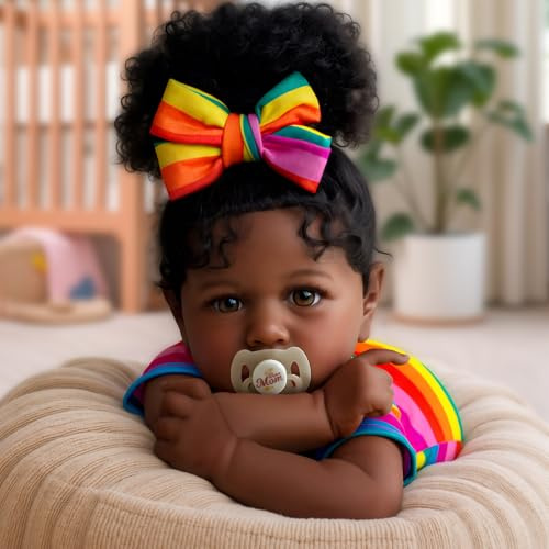 BABESIDE Reborn-Babypuppen Schwarz mit weichem Körper afroamerikanische realistische-Neugeborene Mädchenpuppe 22 Zoll bestes Geburtstagsgeschenkset und Spielzeugzubehör Geschenk