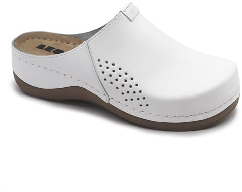 LEON 930 Träskor Clogs Tofflor Pantoletter Komfortskor, Kvinnor, Vit, EU 40