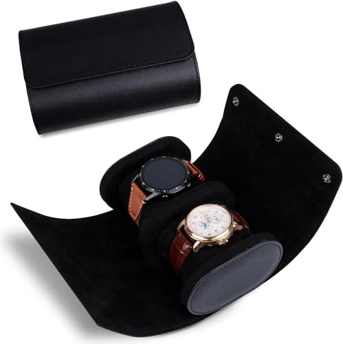 2 Étui de voyage pour montre simple, Affichage Organisateur, Luxe Organisateur pour Bijoux, Boîtier de Montre Unique, Cas Boîte-Cadeau de Montre, Boîtier de Montre, Organisateur de Montre （Noir）