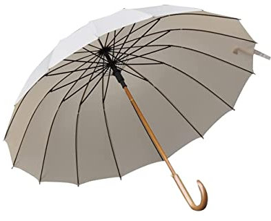 Regenschirm Sturmfest Golfschirm 16 Halterung Regenschirm Knochen Langer Griff Regenschirm gebogener Griff wasserdicht windabweisend für Damen und Herren Umbrella Schirm (Color : A)