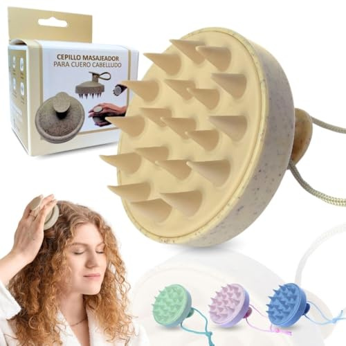 ETISEN Kopfhautmassagebürste, Haarmassagegerät, Scalp Massager, Shampoo Bürste, Kopfhaut Peeling Tool, Massage Bürste für Haarpflege und Haarwachstum (Beige)