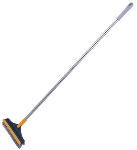 Cepillo de limpieza 2 en 1 con mango largo ajustable en forma de V, cabezal giratorio triangular de 120 grados, cerdas rígidas para baño, cocina