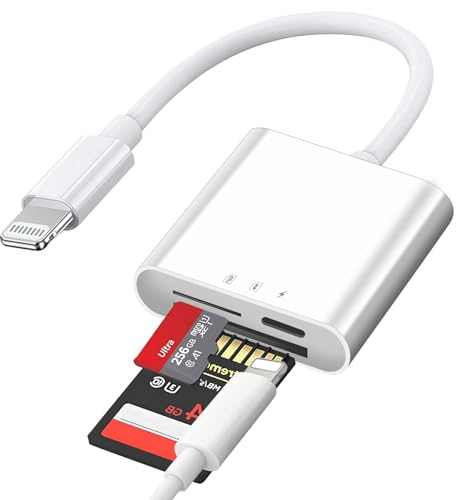 SD Card Reader for iphone, SD Card Reader for ipad, 3 in 1 SD&TF Card Camera Reader Adapter,card reader for camera memory card, Plug and Play