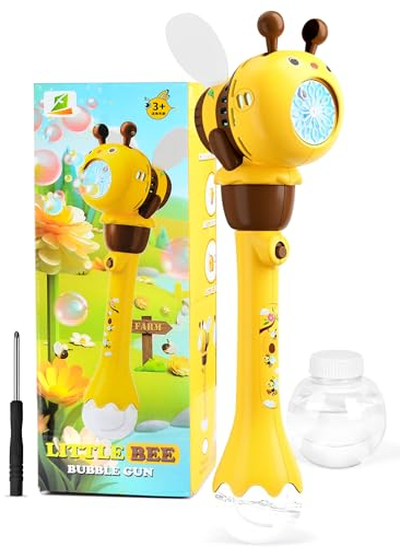 Seifenblasenmaschine Seifenblasen Stab Kinder, Electric Biene Bubble Machine Stick mit Seifenblasenlösung, Seifenblasenpistole Seifenblasenspielzeug für Kinder Geburtstag Hochzeit Party