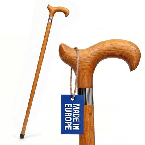 Dr. Watson Classic Derby Walking Stick – Handcrafted Ash Wood Cane with Polished Stainless Steel Collar