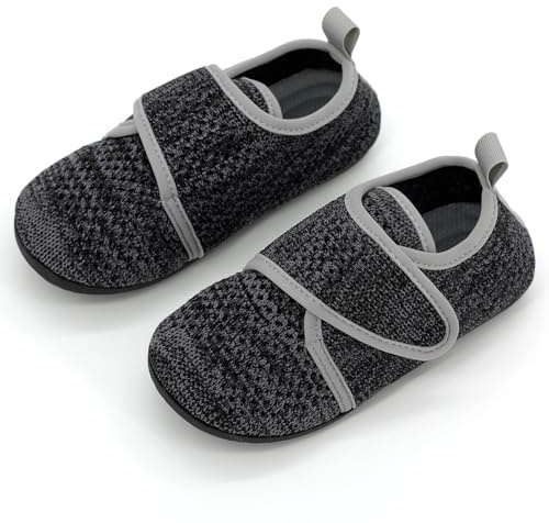 qpyysz Chaussons pour enfant garçon et fille - Chaussons de gymnastique pour garçon - Chaussures pieds nus - Pantoufles d'été respirantes et antidérapantes, Noir , 28.5/29.5 EU Large
