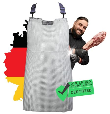 TronicXL 80 x 55 cm Stechschutzschürze Schürze mit Stechschutz Stichschutz Kettenhemd Schnittschutzschürze aus Edelstahl Kochschürze Metzgerschürze Fleischer