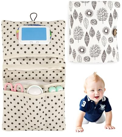 TPZORJX 1 Stück Baby-Windeltasche, tragbare Aufbewahrungstasche, Kosmetiktasche, 2 in 1 Windeltasche, Travel Mum Windel Creme Wipes Baby Storage Bag (Leaf)