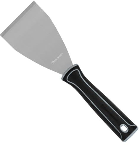 ROLLINGDOG Spachtel 76 mm, Farbschaber mit Konische Gummigriff | 420 Edelstahl, 3 Zoll Klinge, Konische Teleskopstangen-Kompatibel, rutschfester Gummigriff, für Beton, Fliesen & Holz