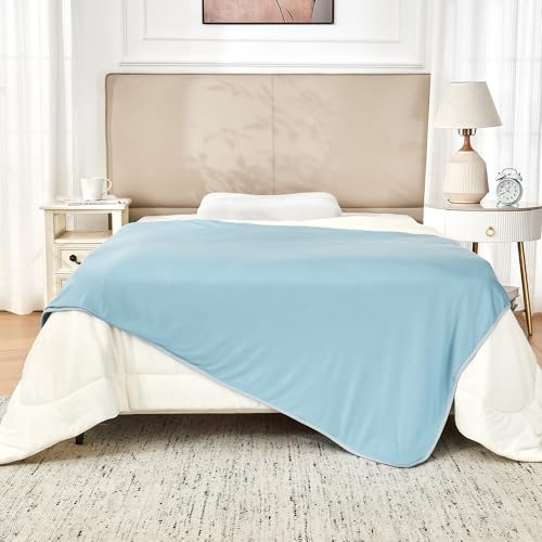 Deodar Coperta rinfrescante 140 x 190 cm coperta estiva fresca e delicata per la pelle Coperta rinfrescante leggera e sottile auto-raffreddante Öko Tex Standard Blu+Grigio