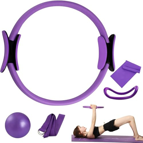 Anello di Pilates per donne, Cerchia di Pilates, Anello Yoga Accessori, Set da pilates per la casa, Kit di Anelli per Pilates, Pilates Essentials Kit, per Esercizi Interni della Cosce e Gambe