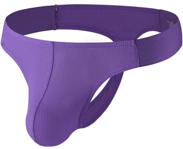 Summer Code herr string G-string underkläder stretchig luftig undertrosor män solid bikini T-ryggbyxor, Lila, L