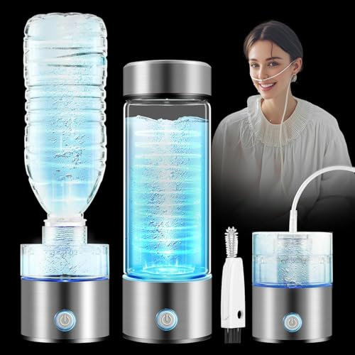 IUHFSIFS 3 in 1 4.0 Upgrade Hydrogen Water Bottle【0 Chlorine & 0 Ozone & 0 Heavy Metals】【 Hydrogen Content 3000PPB】Hydrogen Water Bottle with Hydrogen Absorption Device, 2 Brush