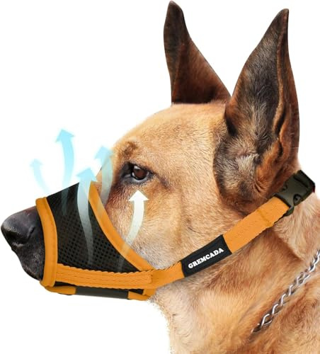 Maulkorb für kleine, mittelgroße und große Hunde – weicher Nylon-Maulkorb mit Luftnetz, verstellbare Schlaufe, Anti-Drop-Design zum Beißen, Bellen, Kauen, Labrador, Deutscher Schäferhund, Chihuahua