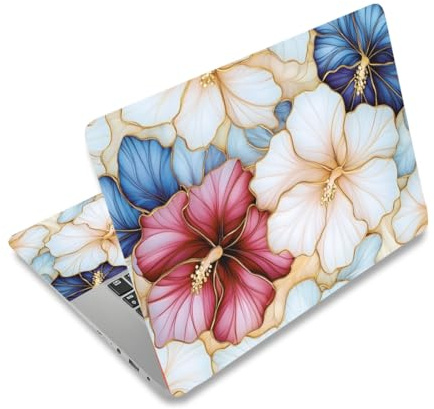 PLIGREAT 3D Laptop Skin Aufkleber Mit Geprägtem Blumenmuster Passend Für 12 13 13.3 14 15 Zoll Realistischer Stil Universell Abnehmbar Wasserdicht Notebook Kunstaufkleber PC Schutzabdeckung