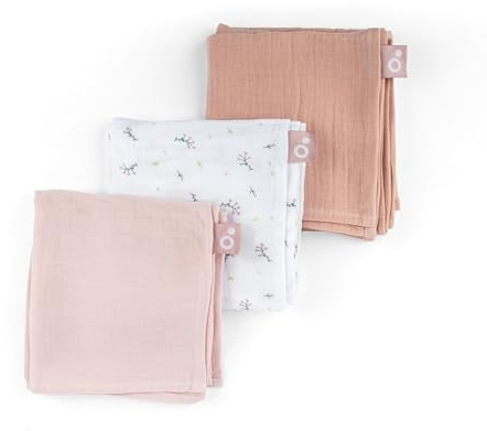 doomoo Lot de 3 Langes Bebe Lovely - 70x70cm - Langes Coton Bio Ultra Doux - Gaze de Coton - Multi-Usage - Très Absorbants - Lavable en Machine - Carre Coton Bebe, Rose
