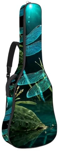 Gitarrentasche, 101,6 cm, 104,7 cm, 1 cm dick, Schaumstoff, weich gepolstert, für Akustik-, E-Bass, klassische Gitarre, tropische Aquarellblumen, Kränze, Blumensträuße, Multicolor 08, 42.9x16.9x4.7 in