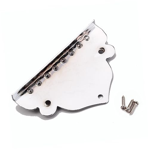 SOIMISS Tailpiece for Repair and Upgrade Chrome Replacement Mandolin 8-string with Screws Triangle Plated Design Sturdy Metal Instrument Part for Box Guitar and Mandolin