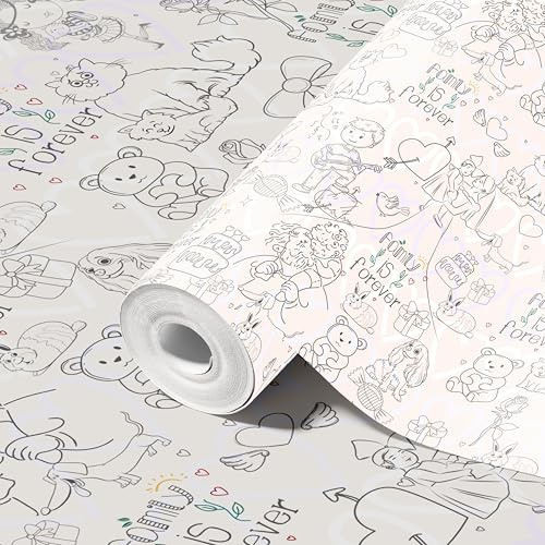 XUHAO7 Cartoon Painting Style Peel and Stick Wall Paper 15.7 X 118Contact Paper Self DIY Art Projects for Kids Bedroom Playroom Vinyl Wall Decor