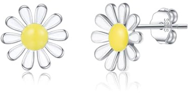 SLUYNZ 925 Sterling Silver Flower Stud Earrings for Women Teens Girls Daisy Flower Studs Earrings