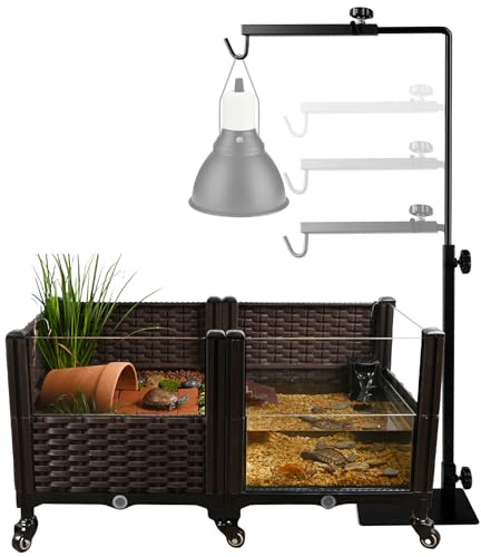 Soporte para lámpara de calor para reptiles, soporte para lámpara de reptiles, altura y ancho ajustables, soporte para lámpara de reptiles para reptiles, tortugas, araña, geckos, lagartos