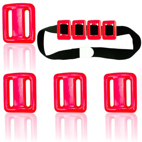 Sunmuliiiy 4Pcs 2.2Ib Dive Weights Belt Red Coated Diving Weight Block for Scuba Diving Coated Dive Weights Nylon Dive Belt with 1 Metal Quick Release Buckle for Free Diving Underwater Operations