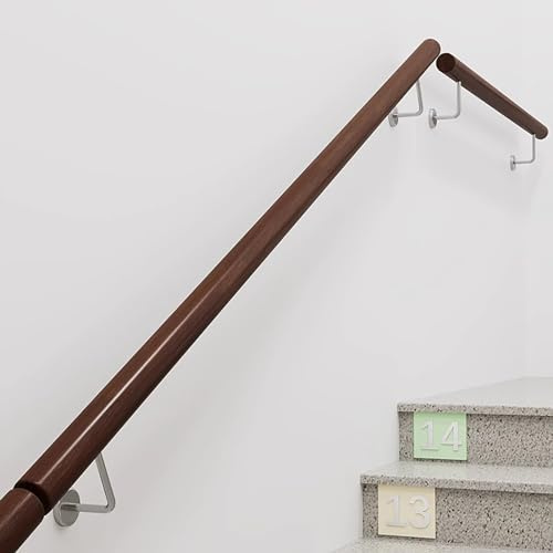 Walnuss Wandmontierte Holztreppe il Heavy Duty Bannister Rail für Treppen Stützstangen für ältere Menschen & Kinder Komplettset (Größen: 1,2 m 1,5 m 1,8 m 3 m 3,6 m 4 m)
