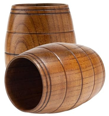 Jemcgrl 2 Pièces Tasse à Bière en Forme de Tonneau Tasses à Thé Faites à la Main pour Café, Chaudes, Lait, Vin, 210 ML